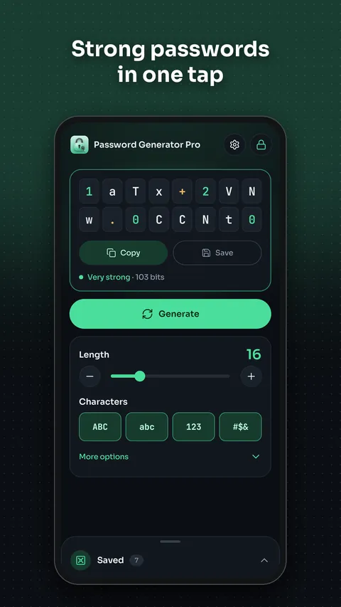 Password Generator Pro on Android: screenshot 1 of 6