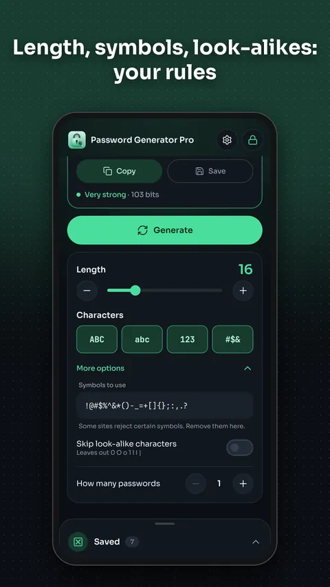 Password Generator Pro on Android: screenshot 4 of 6